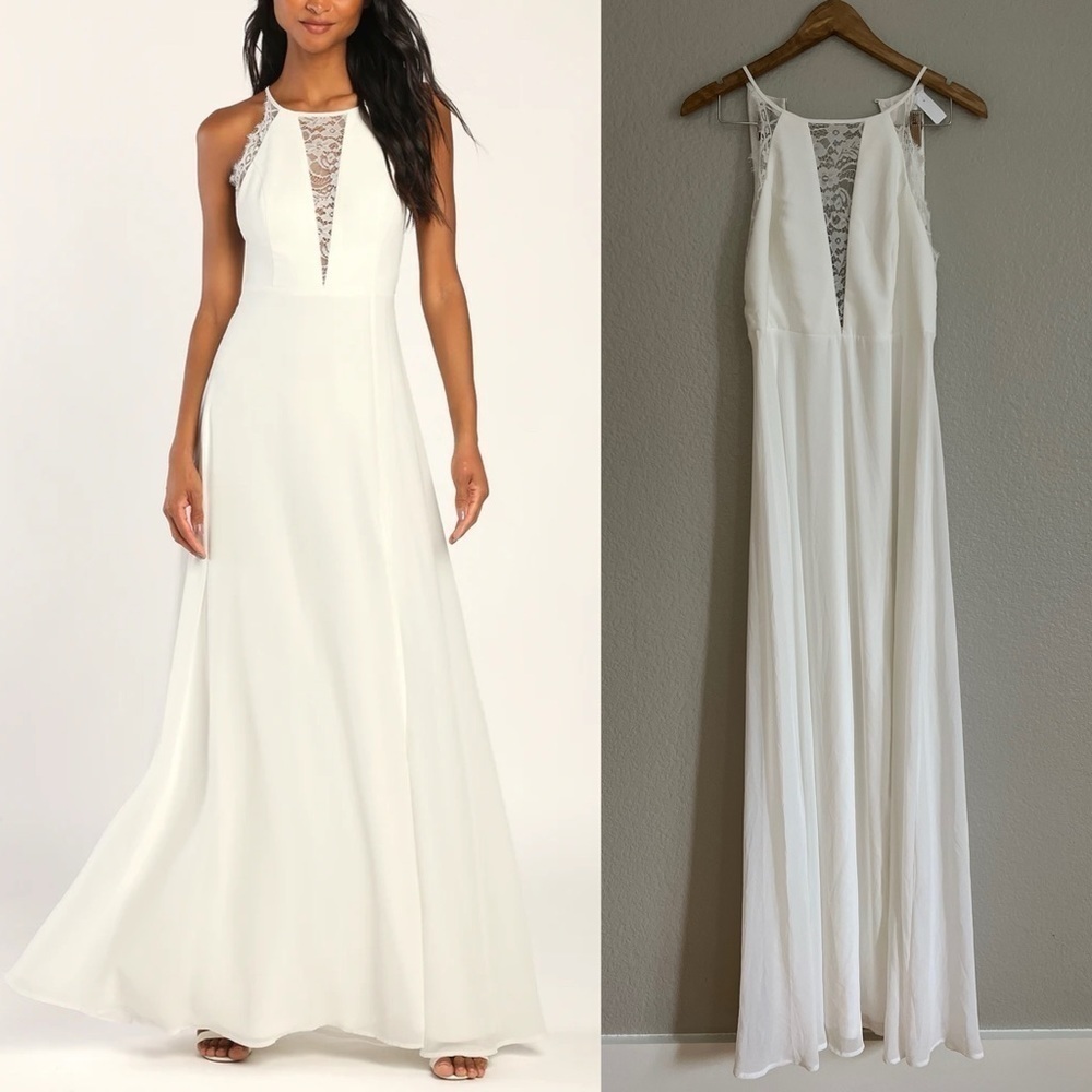 Romantic Mood White Lace Sleeveless Maxi Dress